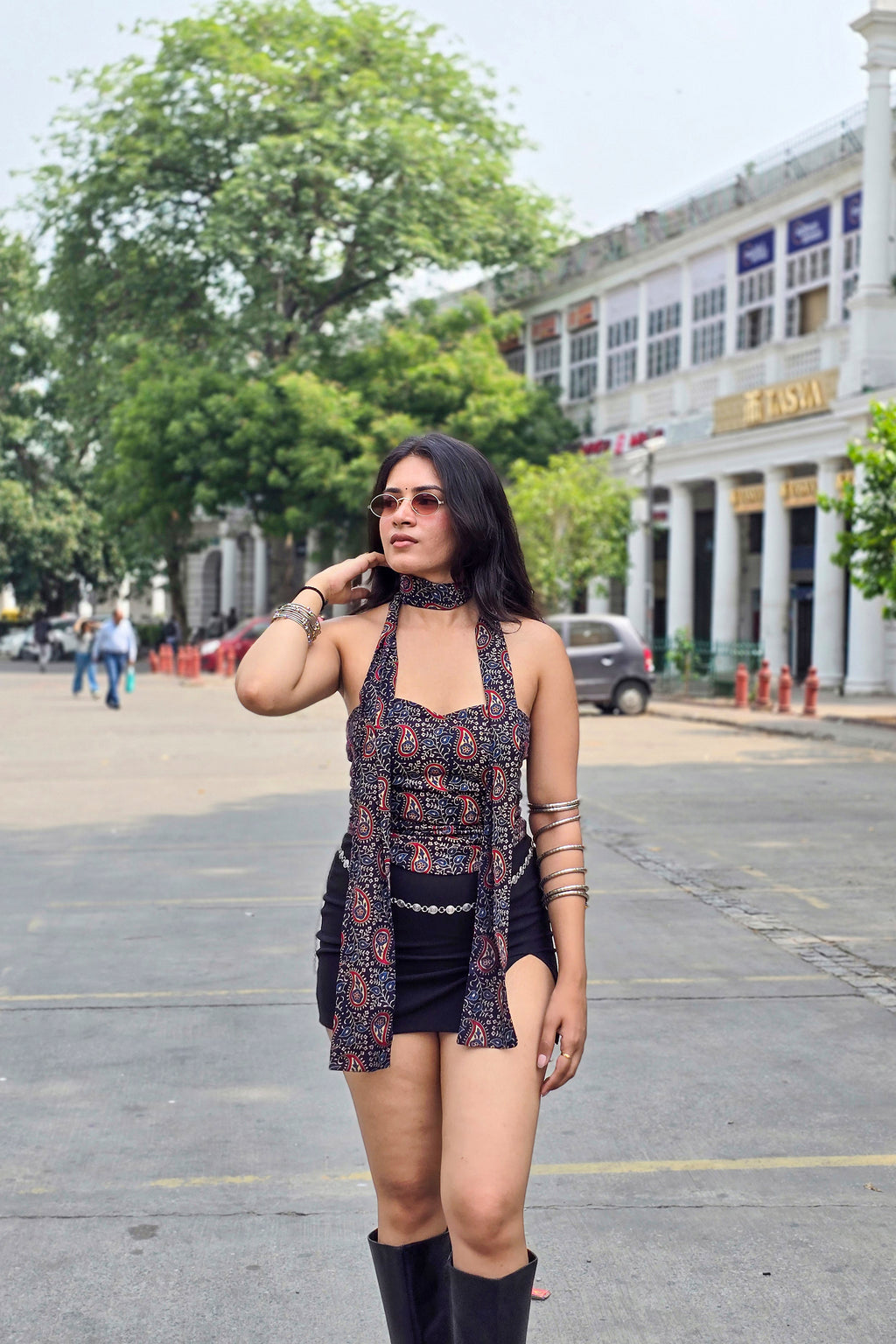 Kiara Corset Back Top with Scarf