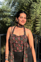 Kiara Corset Back Top with Scarf