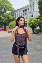 Kiara Corset Back Top with Scarf