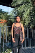 Kiara Corset Back Black Top with Scarf