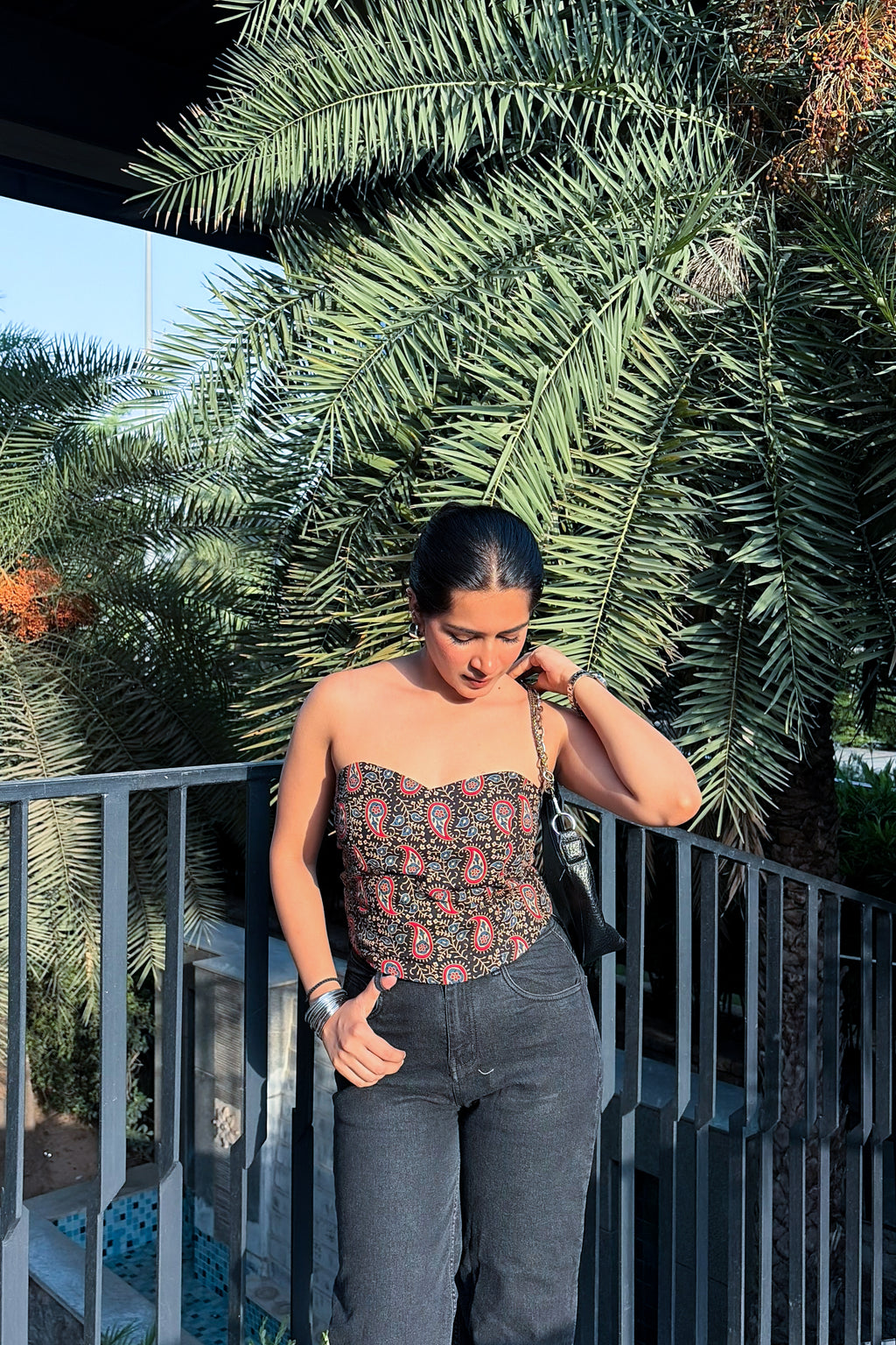Kiara Corset Back Top with Scarf