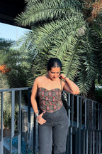 Kiara Corset Back Top with Scarf