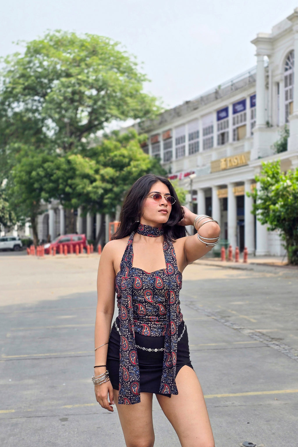 Kiara Corset Back Top with Scarf