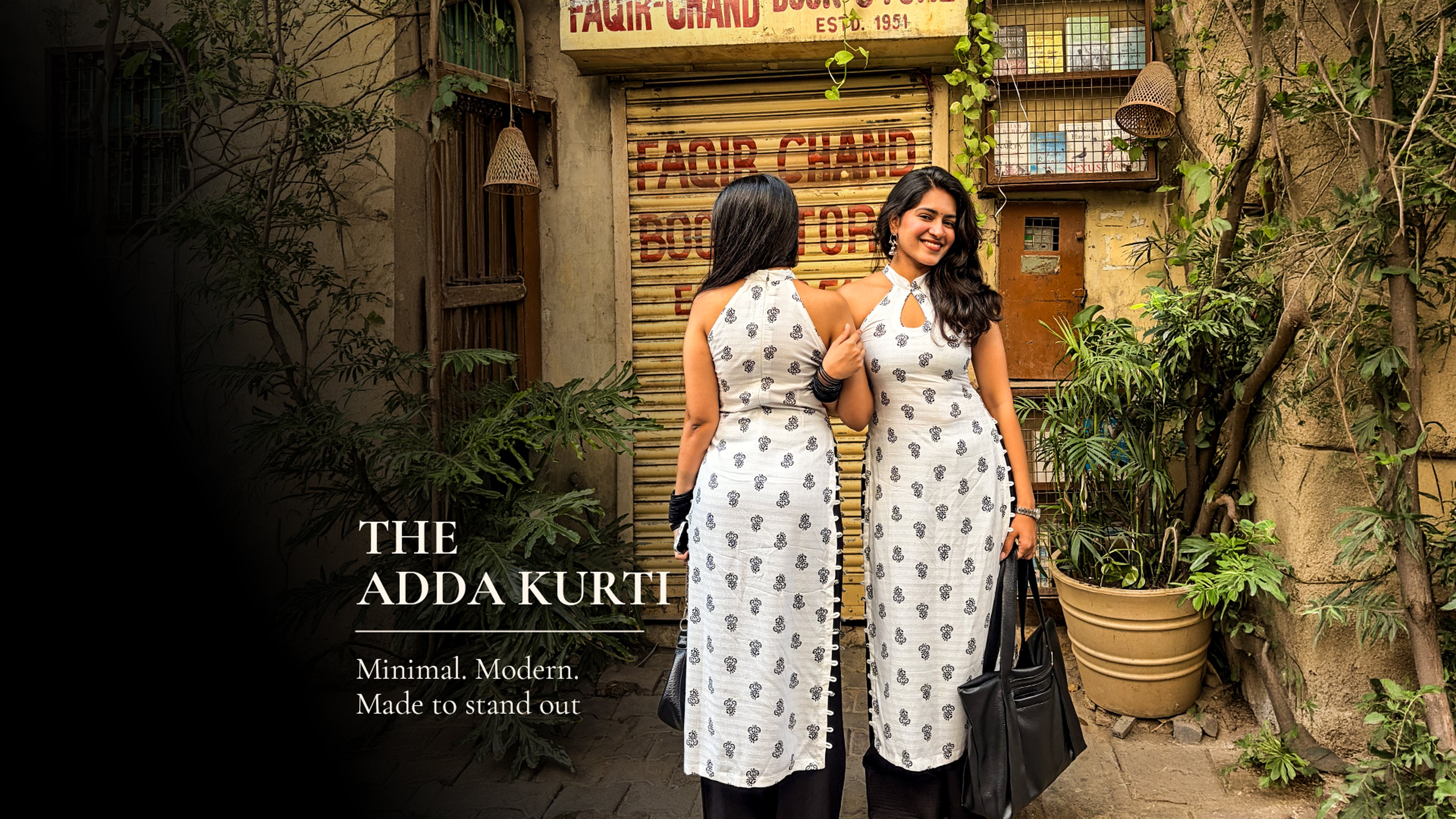 Model wearing Rimayra Adda sleeveless long kurti with side slit